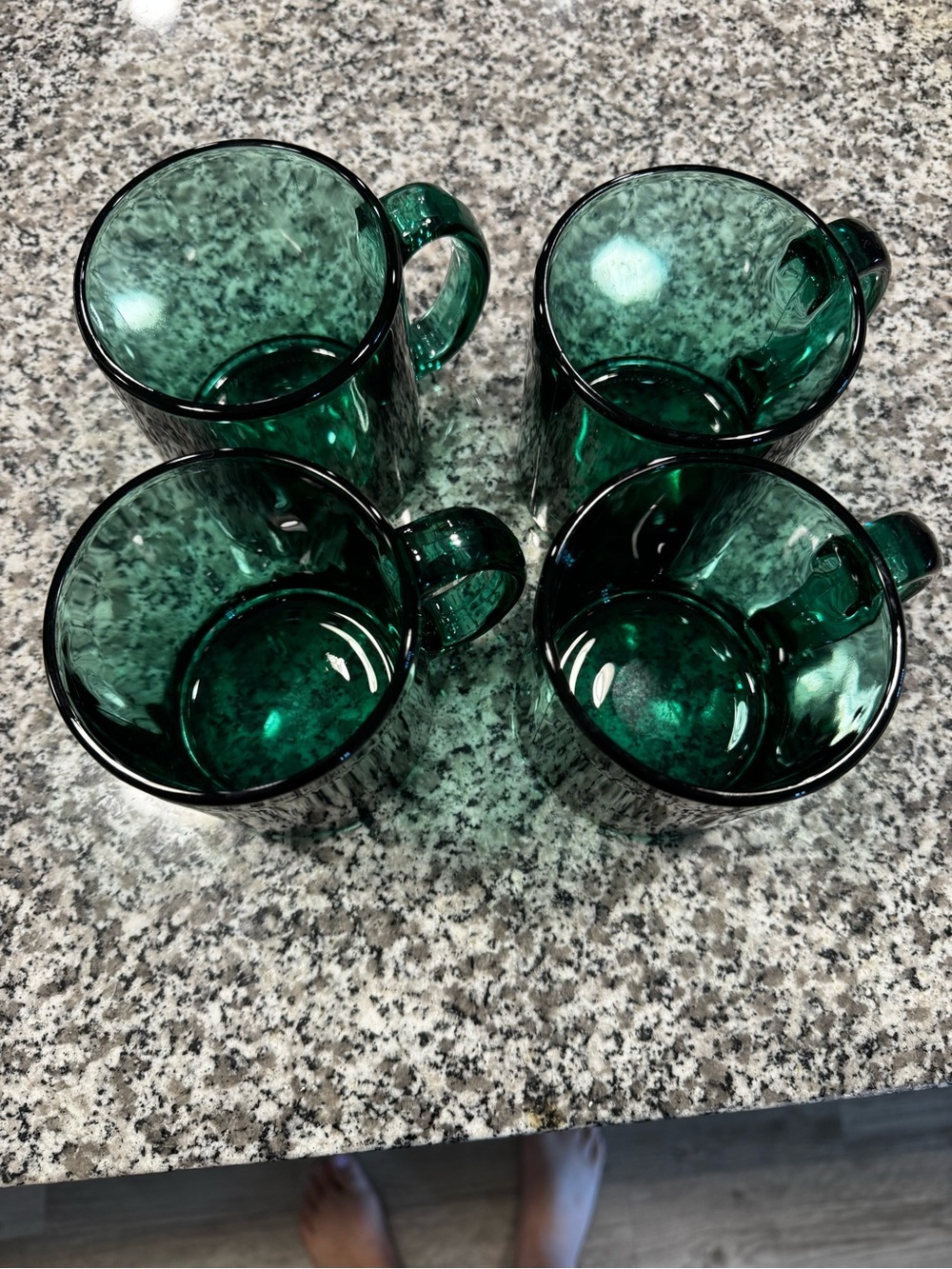 Set of 4 Deep Green Glass Mugs